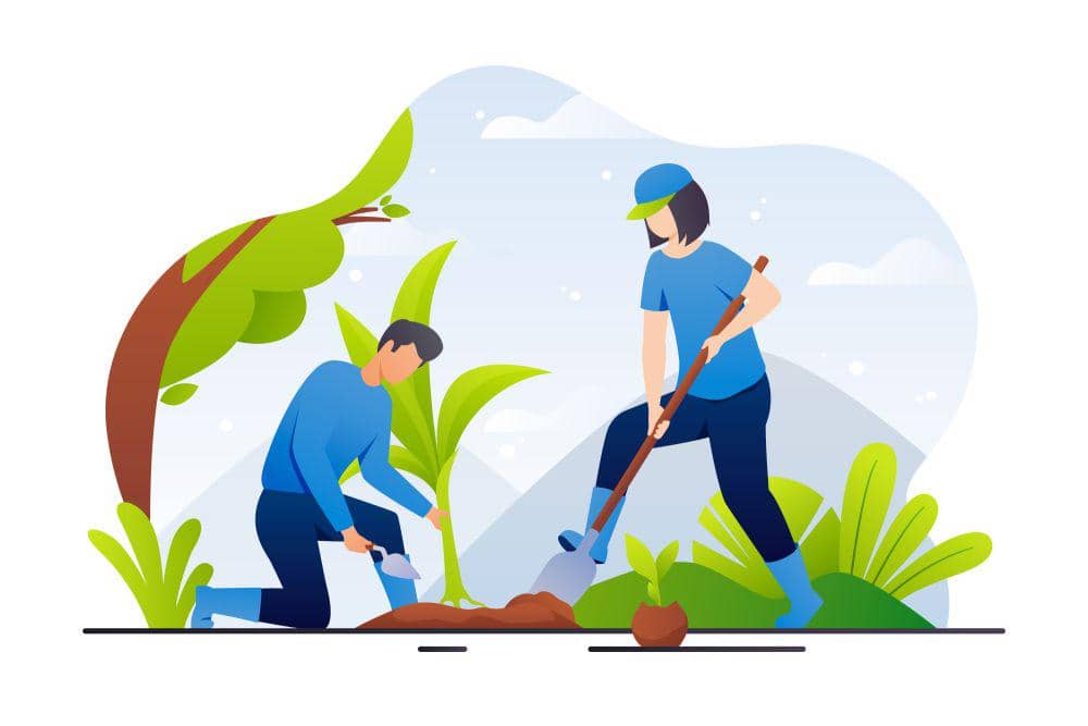 ilustrasi menanam pohon. (freepik.com/freepik)