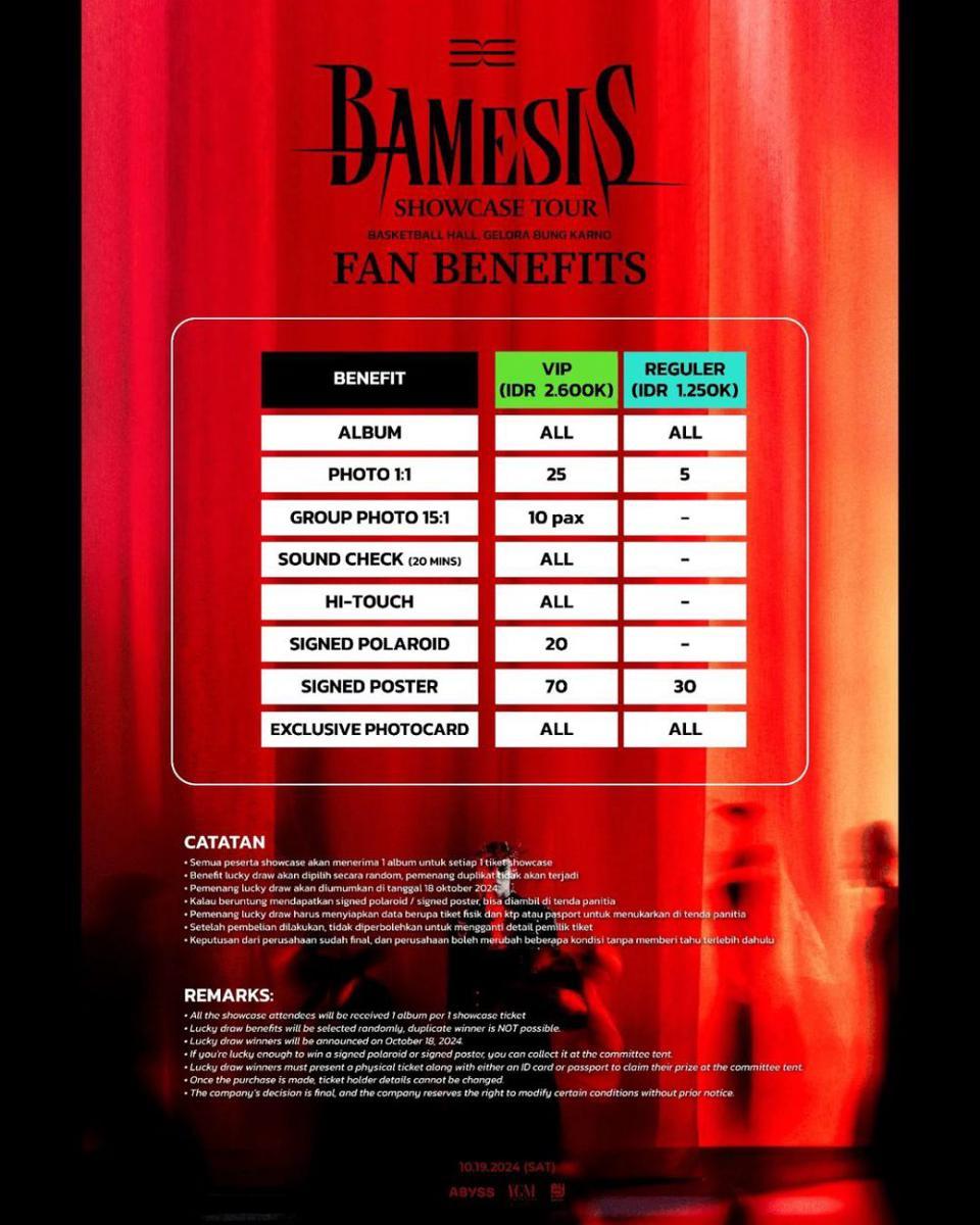 benefit tiket showcase tour BamBam GOT7 di Jakarta (instagram.com/eventamy)
