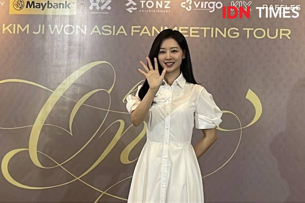 Kim Ji Won di konferensi pers (IDN Times/Erfah Nanda)