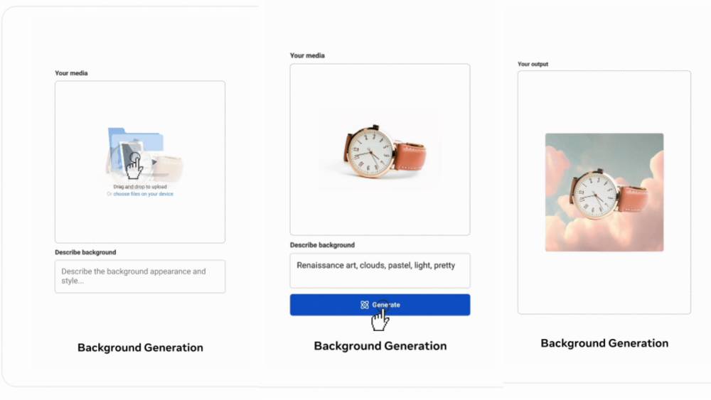 tampilan menggunakan AI Background Generation di Ads Manager (web.facebook.com)