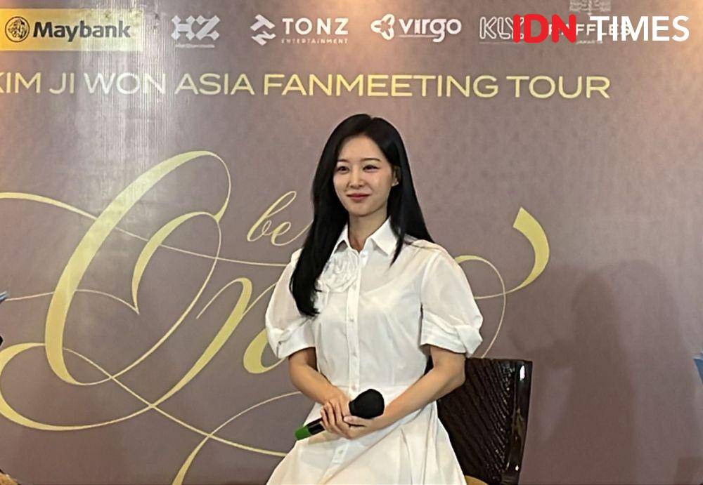 Kim Ji Won di konferensi pers (IDN Times/Erfah Nanda)