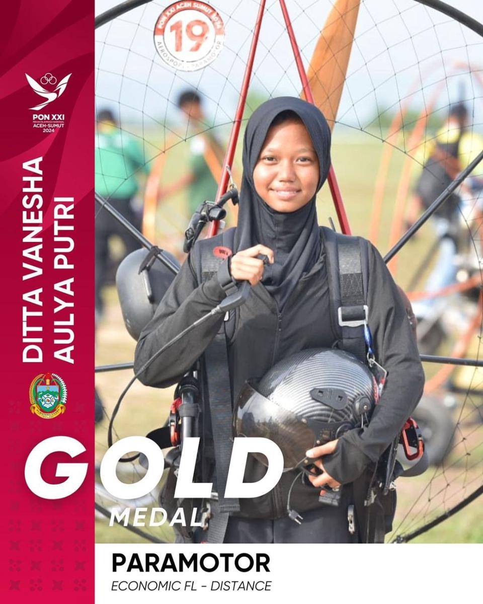 Atlet Paramotor Putri asal Sumut, Ditta Vanesha Aulya Putri. (Instagram PON Aceh)