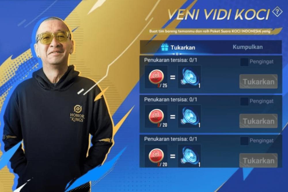 Event Veni Vidi Koci di Honor of Kings, Free Voice Pack Coach Justin!
