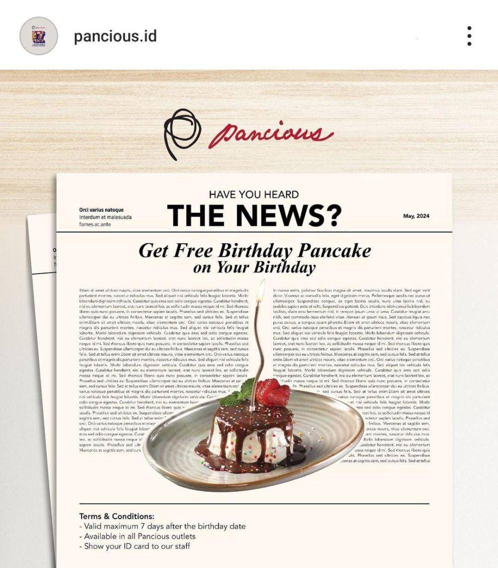 Promo ulang tahun di Pancious (instagram.com/pancious.id)