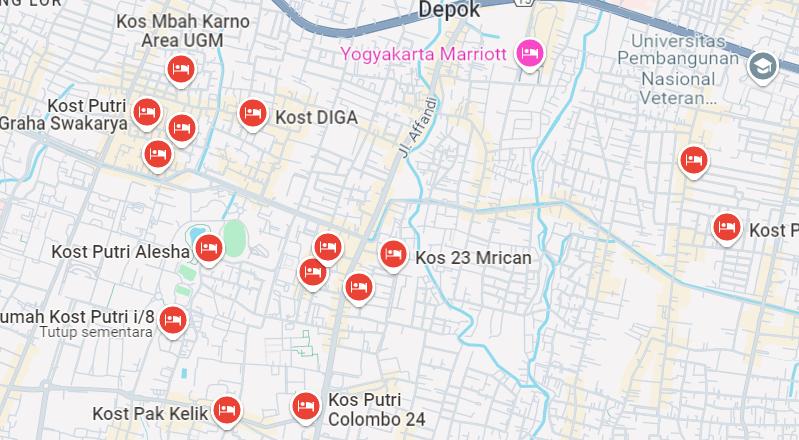 Kos Area Caturtunggal (Dok. Google Maps)