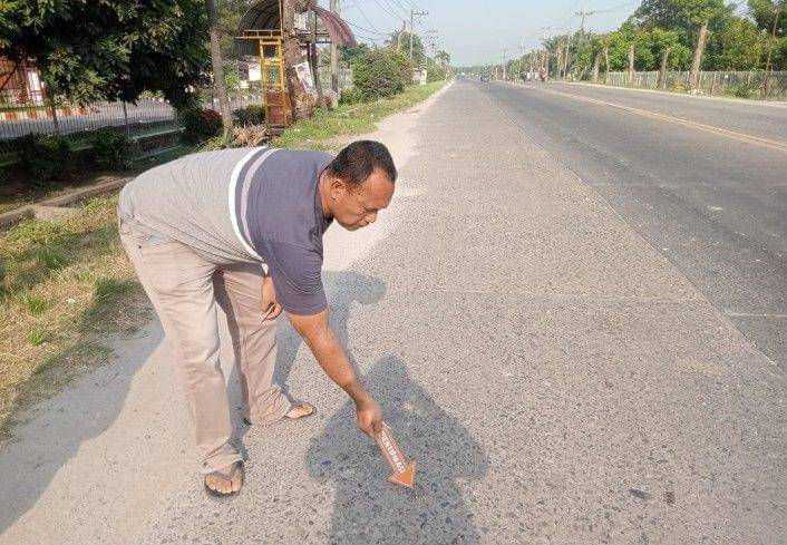 TKP kejadian tepat di depan pabrik Adolina (dok.Polres Sergai)