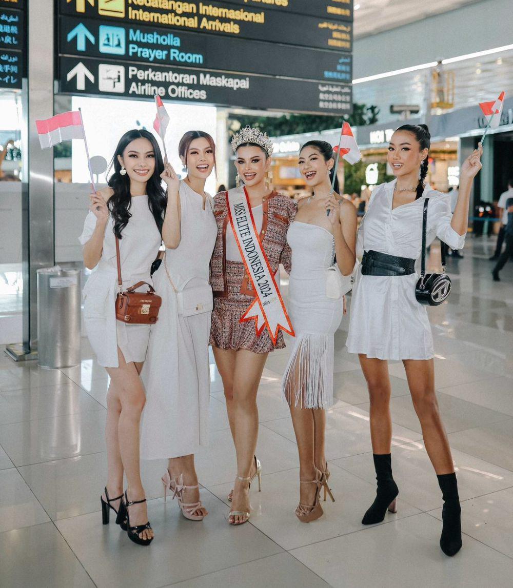 Potret Keberangkatan Tawana Shledrick ke Ajang Miss Elite World 2024 (Instagram.com/yayasanduniamegabintang)