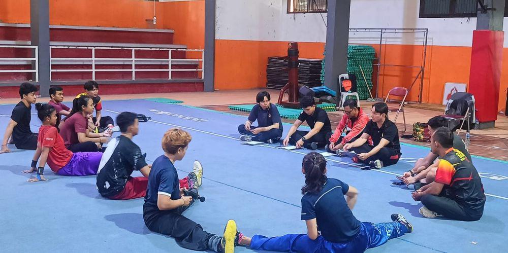Atlet wushu Bali mengikuti simulasi di GOR Debes, Tabanan. (dok. Pengprov WI Bali)
