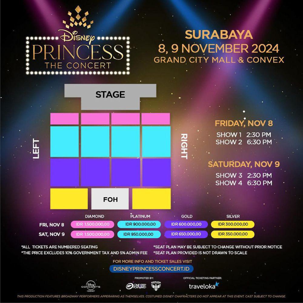 harga tiket Disney Princess Concert 2024 di Surabaya (instagram.com/onestepforward.id)