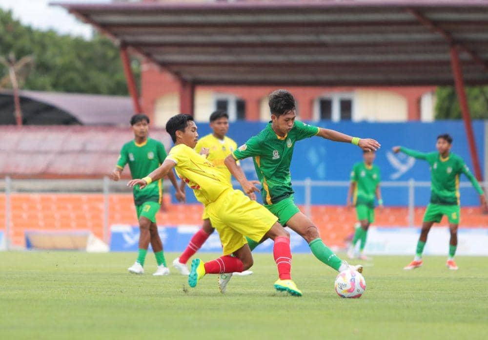 Duel Sumut kontra Sulawesi Barat di Stadion H Dimurthala Lampineung, Banda Aceh (dok.media sepak bola PON Sumut)