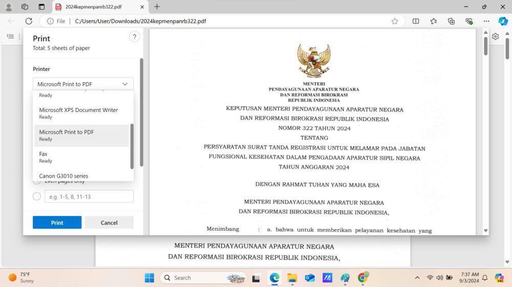 Tutorial mengonversi PDF melalui Microsoft Edge. (dok. pribadi/Mito Rudito)