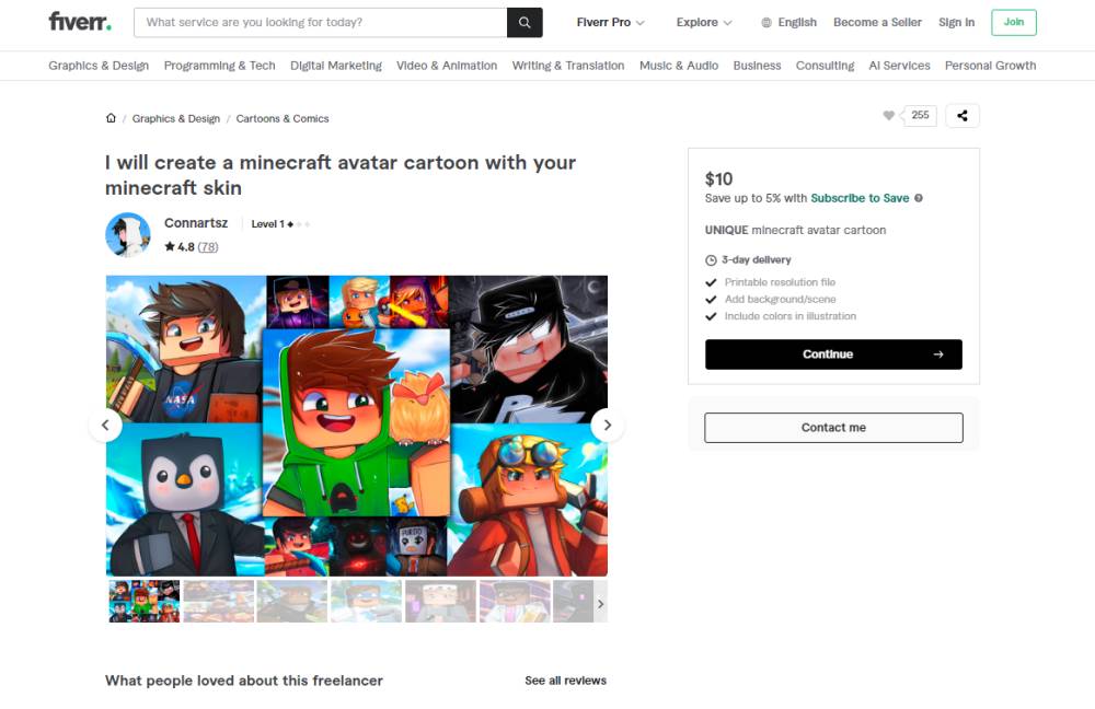 potret menjual jasa artwork (fiverr.com)