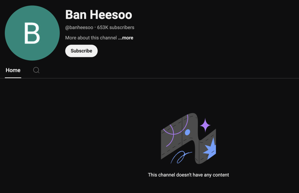 kanal YouTube Ban Hee Soo menghapus semua konten (youtube.com/banheesoo)