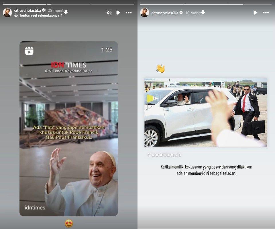 artis Indonesia posting sambutan Paus Fransiskus (instagram.com/citrascholastika)
