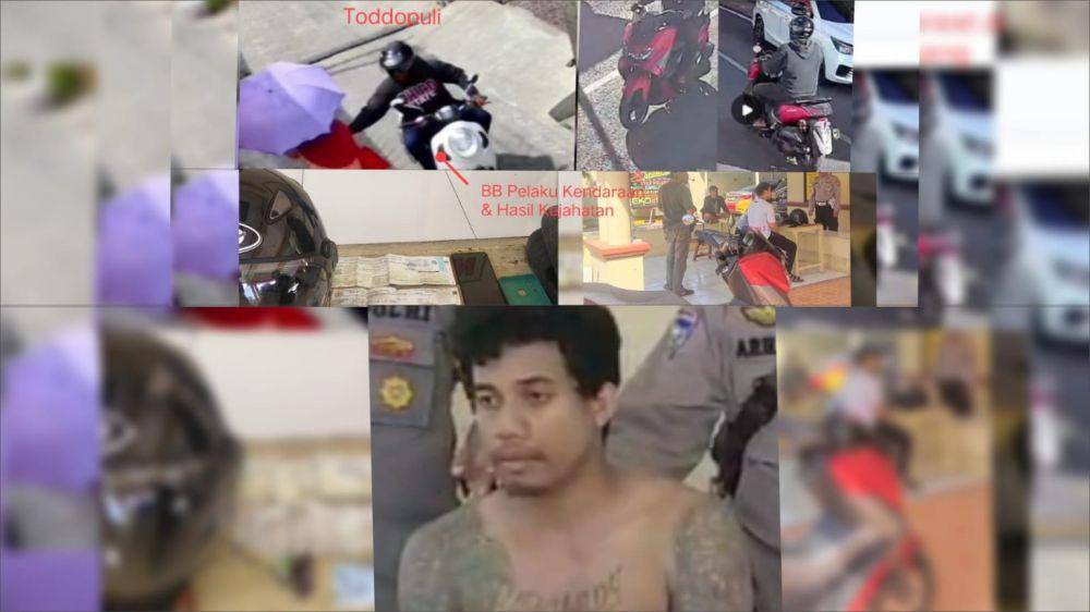 Polisi menangkap pelaku jambret terhadap wanita lansia di Jalan Toddopuli VI, Manggala, Makassar, yang videonya viral di media sosial. (Dok. Istimewa)