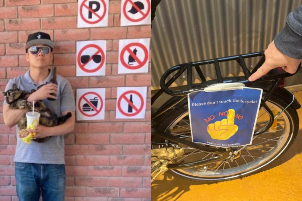 9 Potret Kocak Melanggar Perintah di Depan Tanda Larangannya