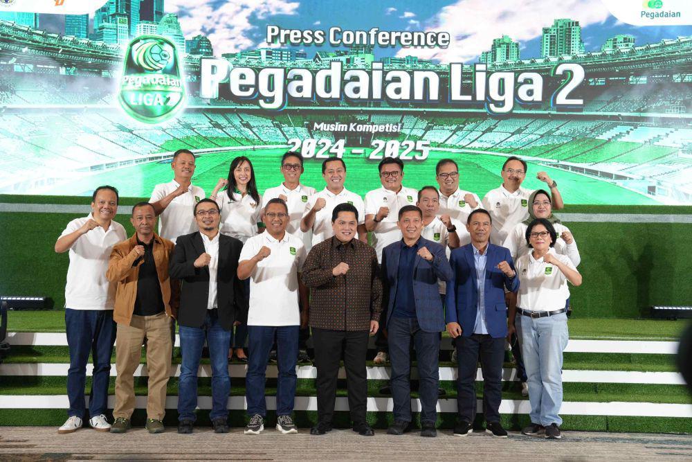 Peresmian PT Pegadaian menjadi sponsor utama kompetisi sepakbola Liga 2 Musim 2024/2025 di gedung Pegadaian Tower Jakarta Pusat, Selasa (3/9). (dok. Pegadaian)