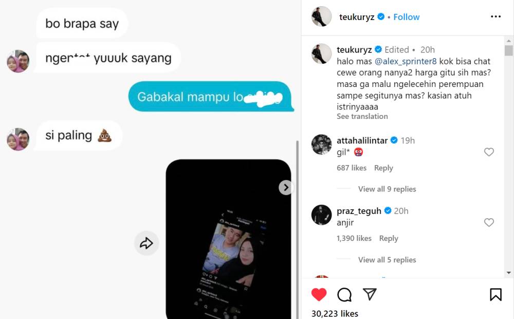 Gaby Bunga pacar Teuku Rizky alami pelecehan seksual (instagram.com/ teukuryz)