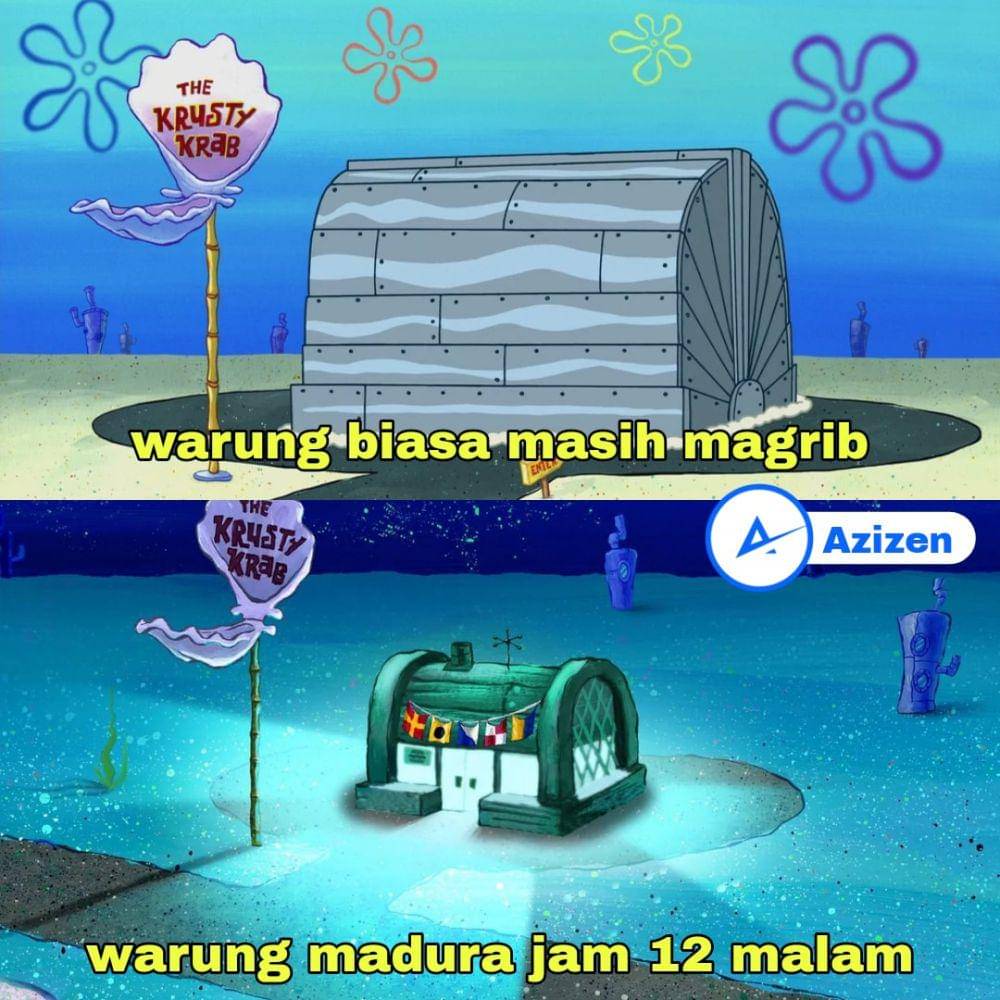 meme SpongeBob tentang warung (facebook.com/Azizen)