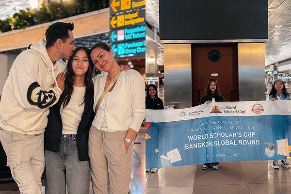 7 Potret Anak Darius Sinathrya Berangkat Lomba Debat WSC di Bangkok