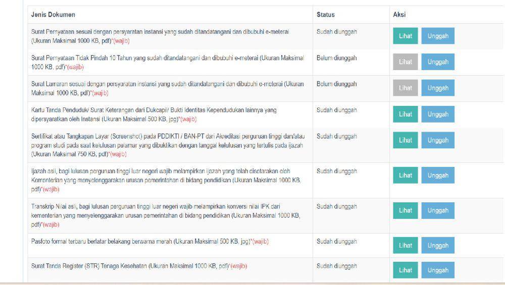 Cek ulang dan unggah dokumen lain yang tidak membutuhkan e-Meterai di web SSCASN BKN. (daftar-sscasn.bkn.go.id)