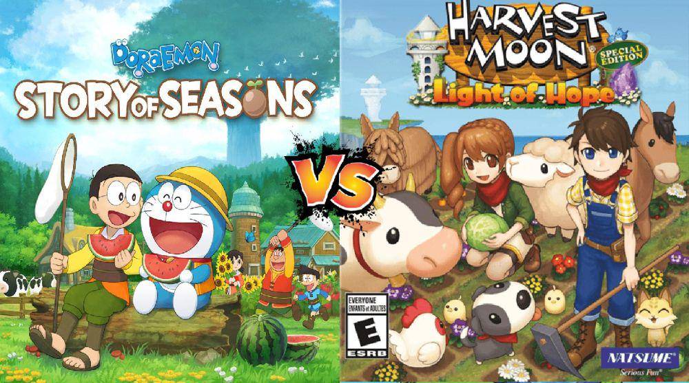 Doreamon Story of Seasons vs Harvest Moon: Light of Hope (dok. Marvelous/Doreamon Story of Seasons | dok. Natsume Inc./Harvest Moon: Light of Hope)