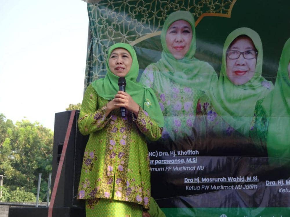 Ketua Umum PP Muslimat, Khofifah Indar Parawansa saat hadir di harlah Muslimat di Tulungagung. IDN Times/ Bramanta Pamungkas