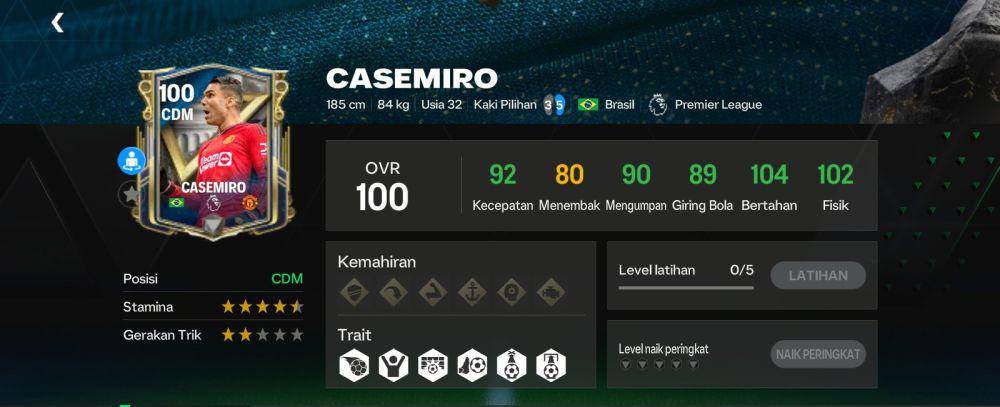 kartu Casemiro event Hall of Legends OVR 100 (dok. Electronic Arts/EA Sports FC Mobile)