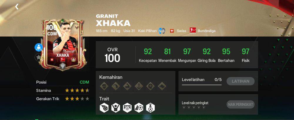 kartu Granit Xhaka event Dynasties OVR 100 (dok. Electronic Arts/EA Sports FC Mobile)