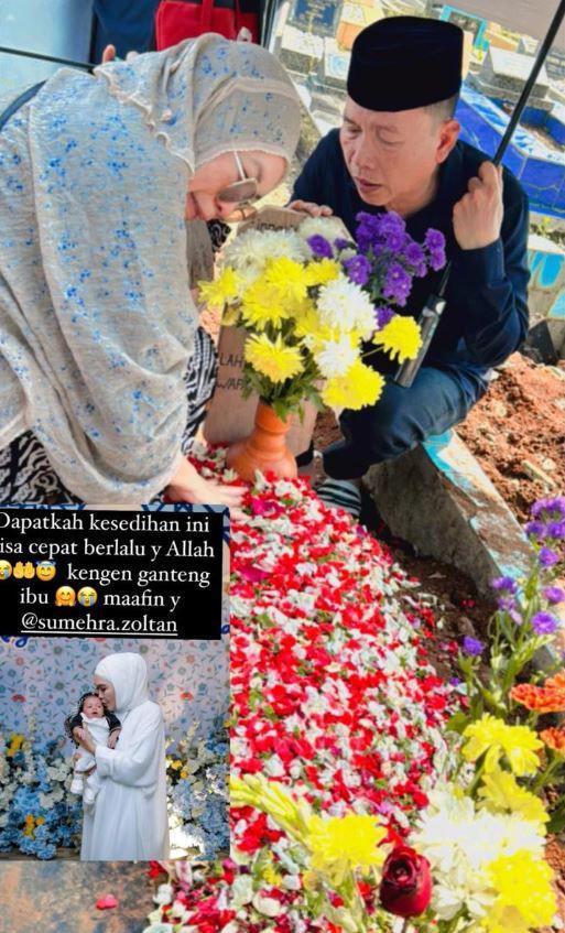 keluarga Ayu Ting Ting ziarah (Instagram.com/mom_ayting92_)