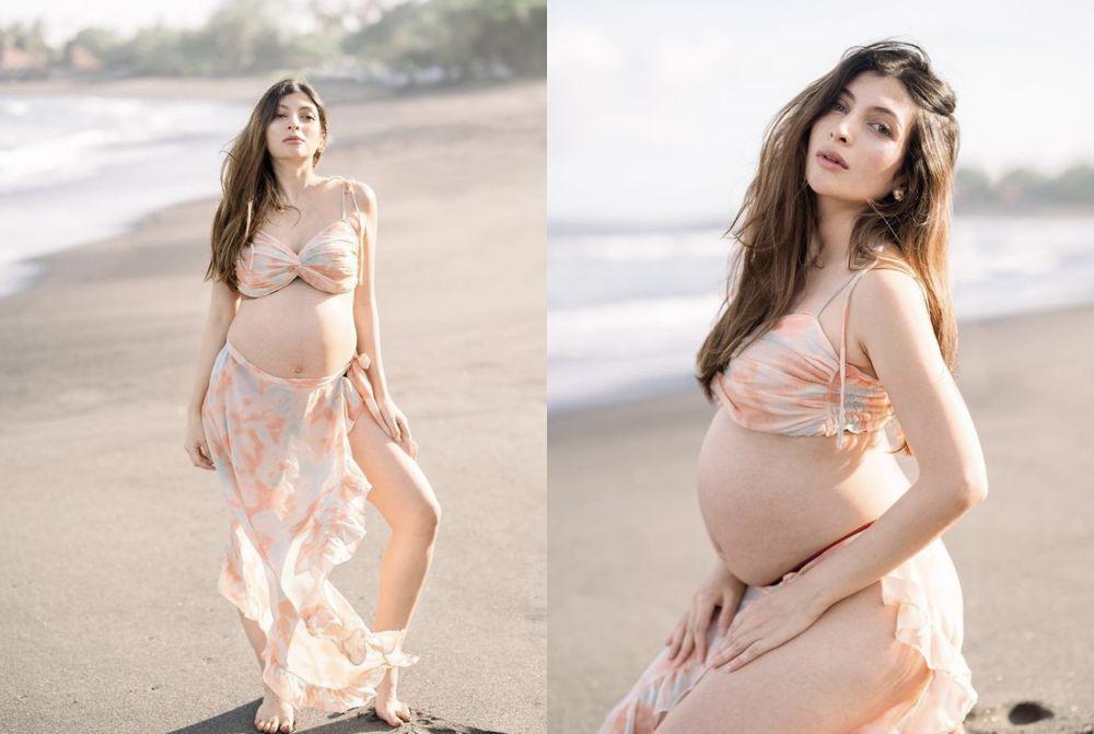 7 Pemotretan Maternity Sarah Keihl di Pantai, Siap Jadi Ibu!