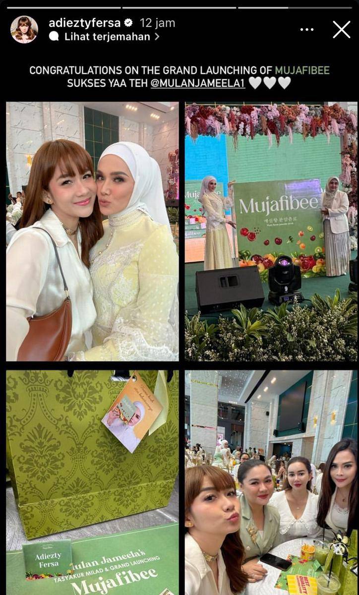 potret artis hadiri launching brand minuman fiber baru Mulan Jameela (Instagram.com/adieztyfersa)