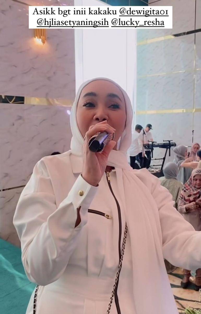 potret artis hadiri launching brand minuman fiber baru Mulan Jameela (Instagram.com/neng_nada)