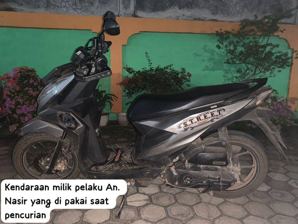 Penampakan barang bukti kendaraan digunakan kedua pelaku saat melancarkan aksi pencurian. (Dok. Polda Lampung).