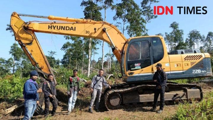 Foto Barang Bukti (BB) alat berat yang menggarap lahan konsesi PT. AWB (IDN Times/Juliadin)