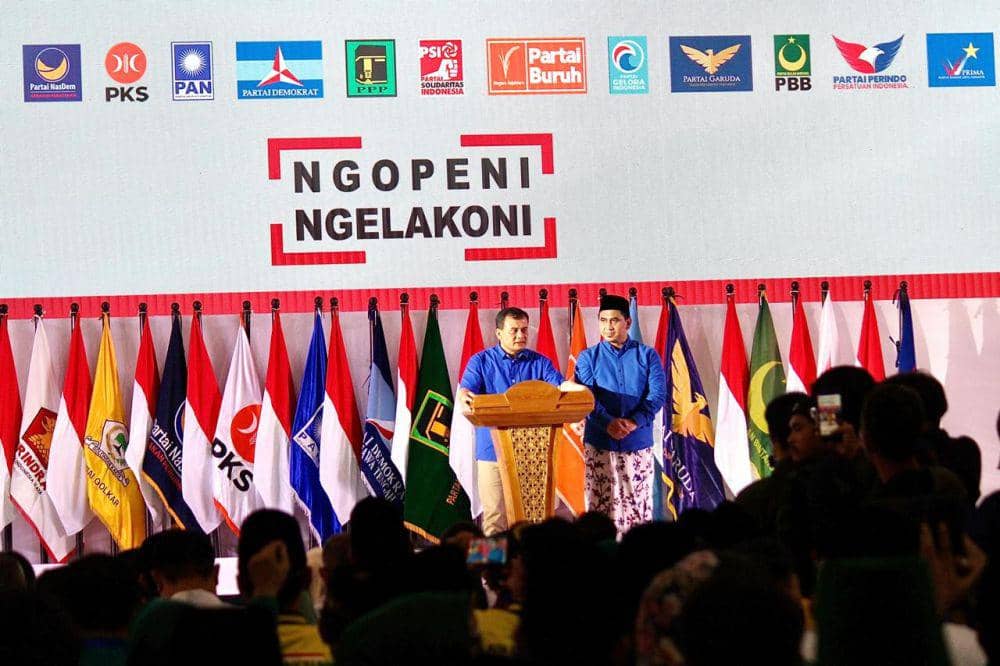 Paslon gubernur Jateng Luthfi-Yasin di MAC Majapahit Semarang. (IDN Times/Fariz Fardianto)