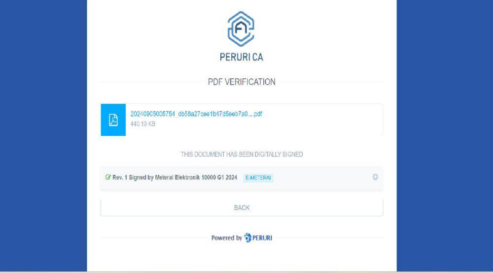 Verifikasi e-Meterai di laman verifikasi PERURI. (verification.peruri.co.id)
