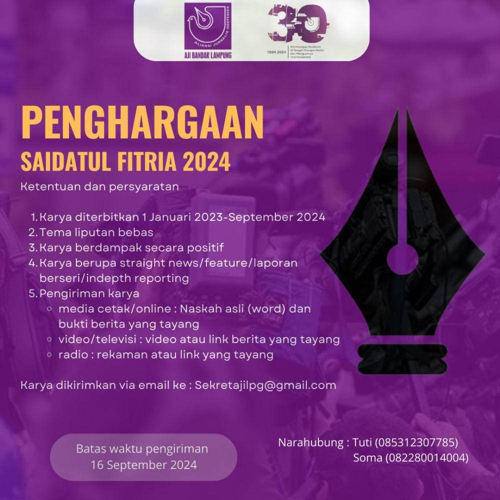 Aliansi Jurnalis Independen (AJI) Bandar Lampung menggelar Penghargaan Saidatul Fitriah dan Penghargaan Kamaroeddin. (Dok. AJI Bandar Lampung).