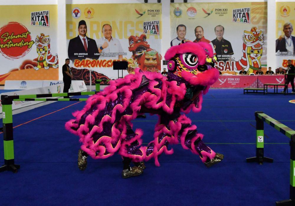 Ilustrasi cabor barongsai di PON Aceh-Sumut 2024. (dok. Antara)
