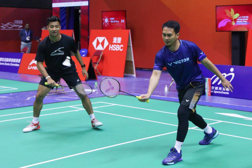 Dejan Ferdinansyah/Mohammad Ahsan latihan perdana Hong Kong Open 2024 (pbsi.id)