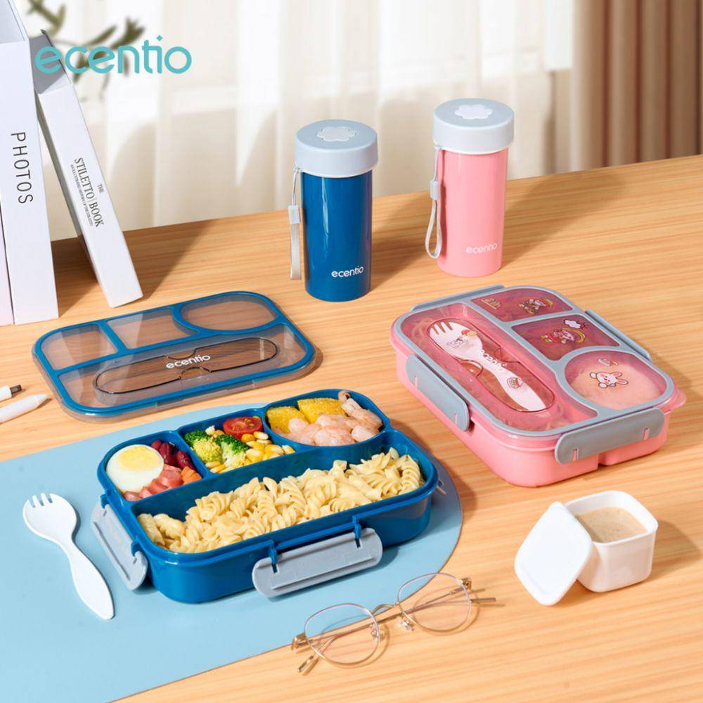 Ecentio Lunch Box Set 1100ml sekat 4 (shopee.co.id/ecentio Official Shop)
