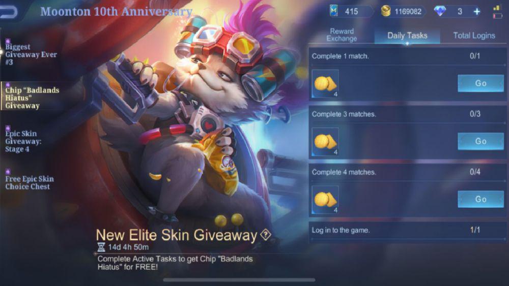 Misi berhadiah Crunchy Cookies yang harus kamu kumpulkan untuk ditukar skin. (dok. Moonton/Mobile Legends: Bang Bang)