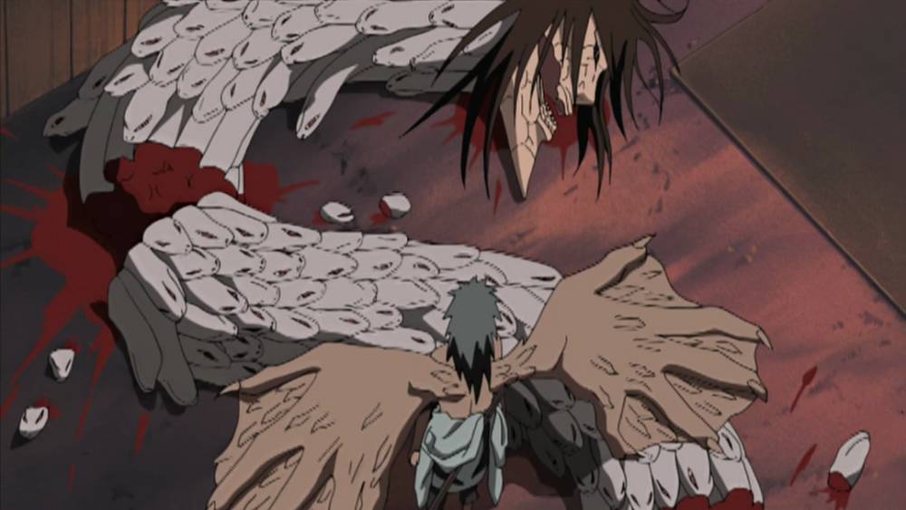 Sasuke mengalahkan Orochimaru. (dok. Pierrot/Naruto: Shippuden)