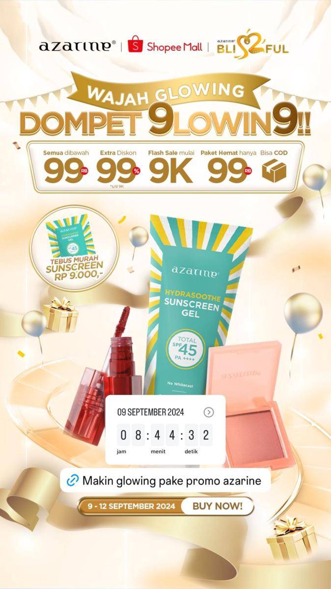 Promo diskon skincare dan makeup 9.9 (instagram.com/stories/azarinecosmeticofficial)