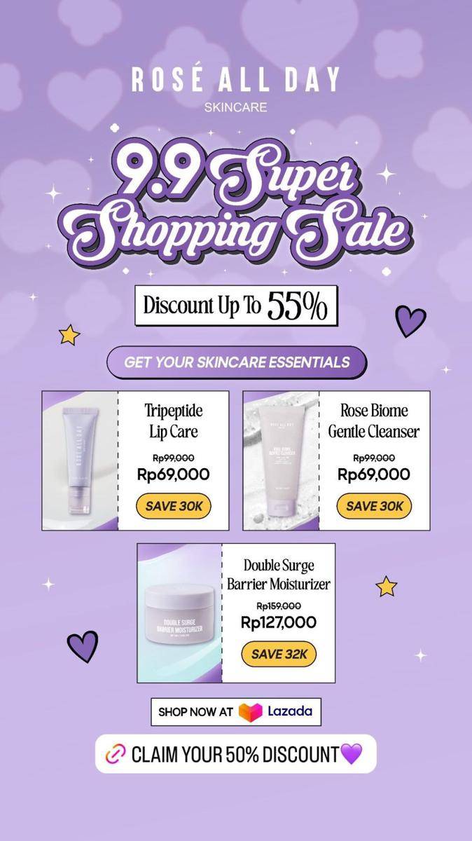 Promo diskon skincare dan makeup 9.9 (instagram.com/stories/roseallday.skin)