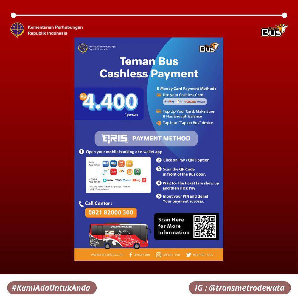 tarif Trans Metro Dewata (instagram.com/transmetrodewata)