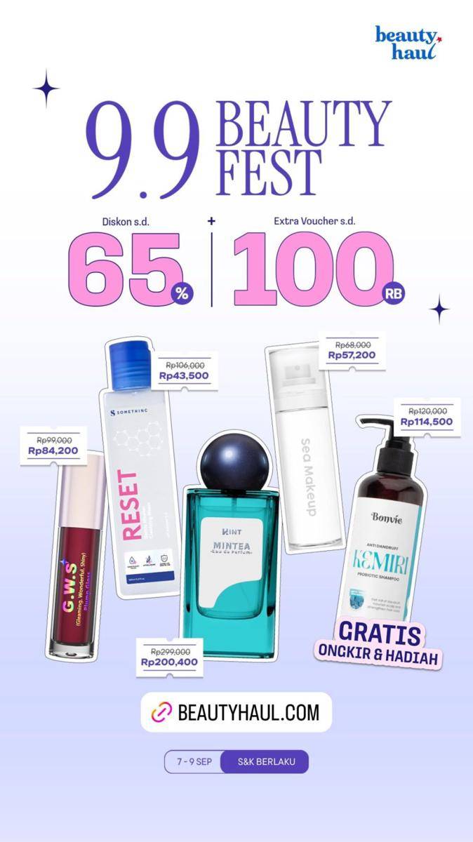 Promo diskon skincare dan makeup 9.9 (instagram.com/stories/beautyhaulofficial)