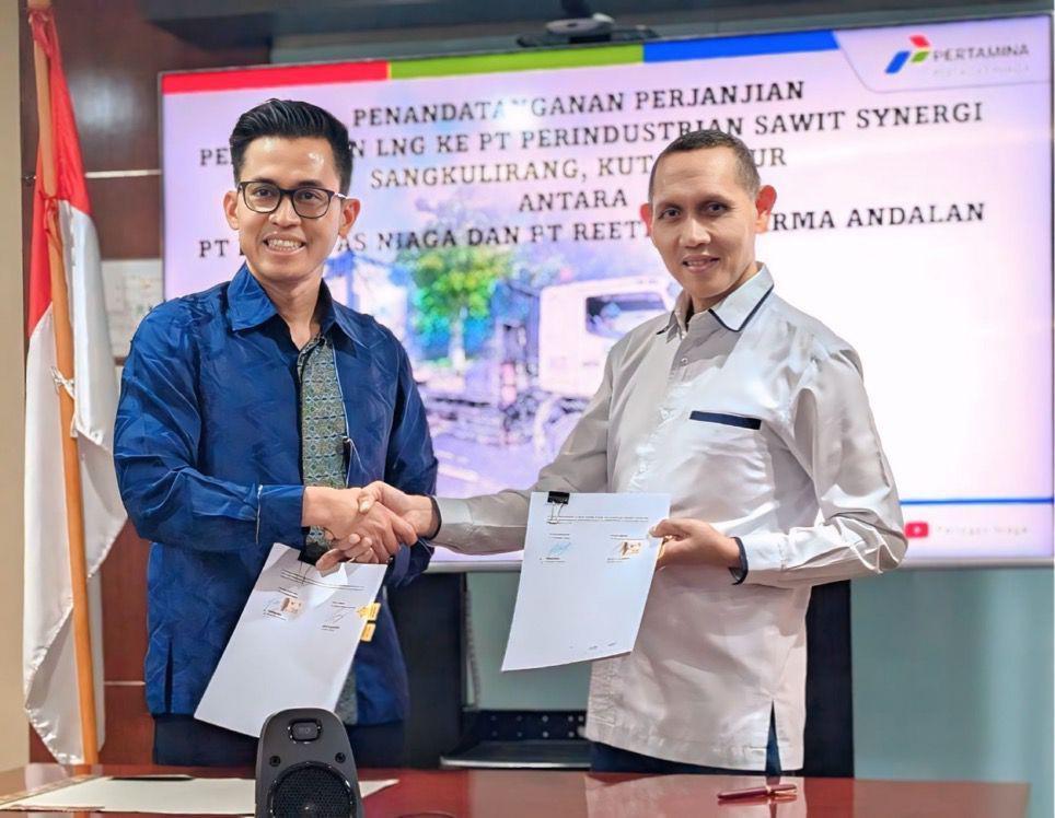 Reethau Group, melalui PT Reethau Dharma Andalan, menandatangani kontrak kerja sama dengan PT Pertagas Niaga untuk Pekerjaan Jasa Pengangkutan, Penyimpanan, dan Regasifikasi LNG di wilayah Kalimantan Timur. (Dok Istimewa)