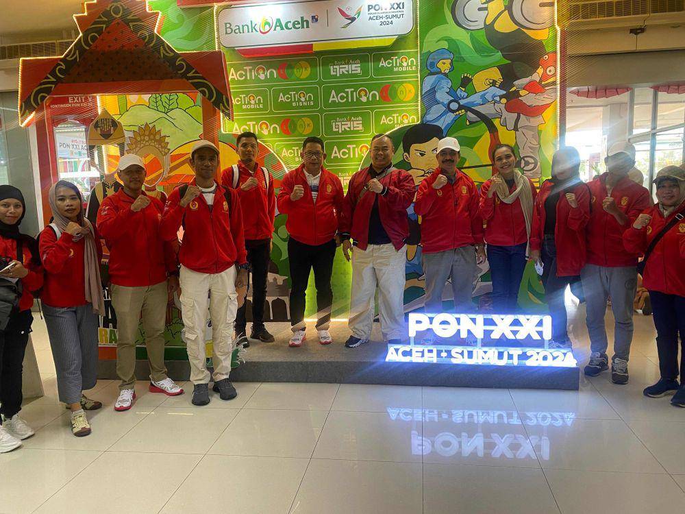 Kontingen Kota Nusantara secara bertahap diberangkatkan menuju Aceh dan Medan, Sumatra Utara, untuk berpartisipasi dalam Pekan Olahraga Nasional (PON) XXI Tahun 2024. Foto Kota Nusantara