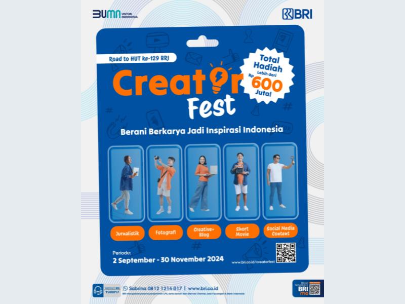 Dukung Industri Kreatif, BRI Gelar Kompetisi Creator Fest 2024